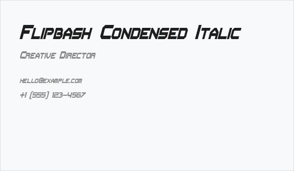 Flipbash Condensed Italic Business Card