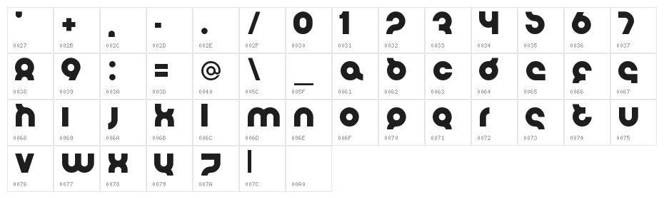 Flirt Bobo Bold Character Map
