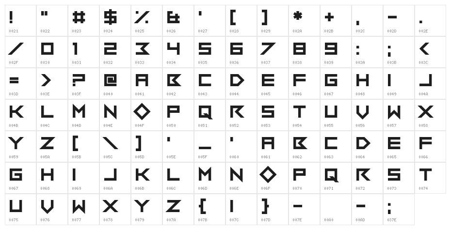 Flob Out a Bork Character Map