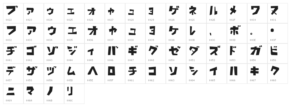 Flooke Kana Character Map