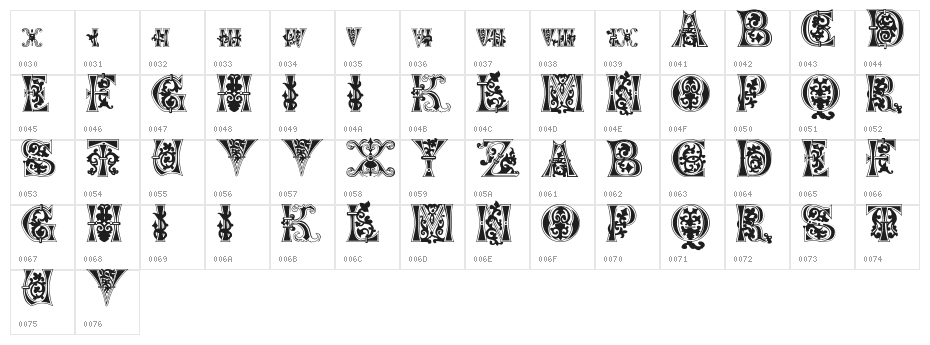 Floral-Majuscules--11th-c- Character Map