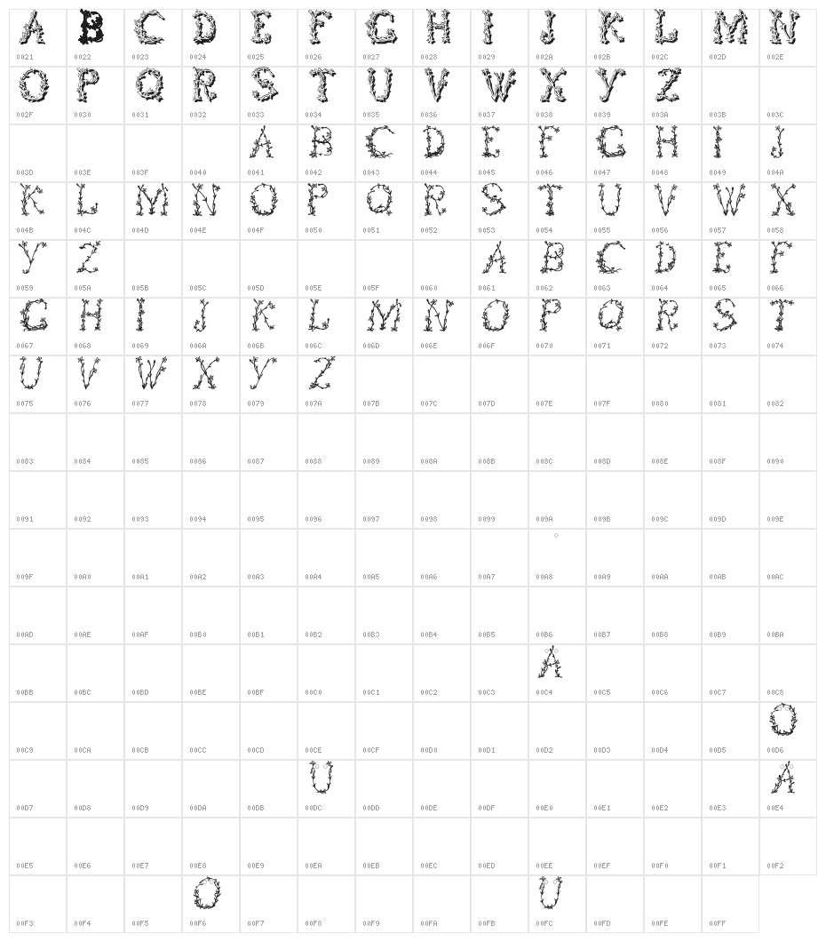 FloralTwo Character Map
