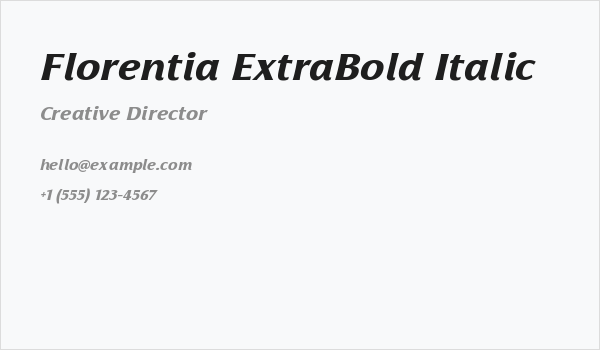 Florentia ExtraBold Italic Business Card