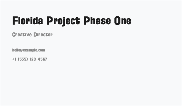 Florida Project Phase One Business Card