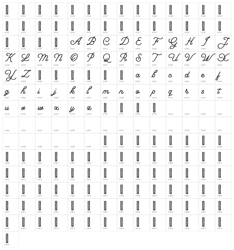 Florista Regular Character Map