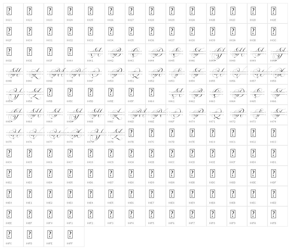 Flourish Monogram Character Map