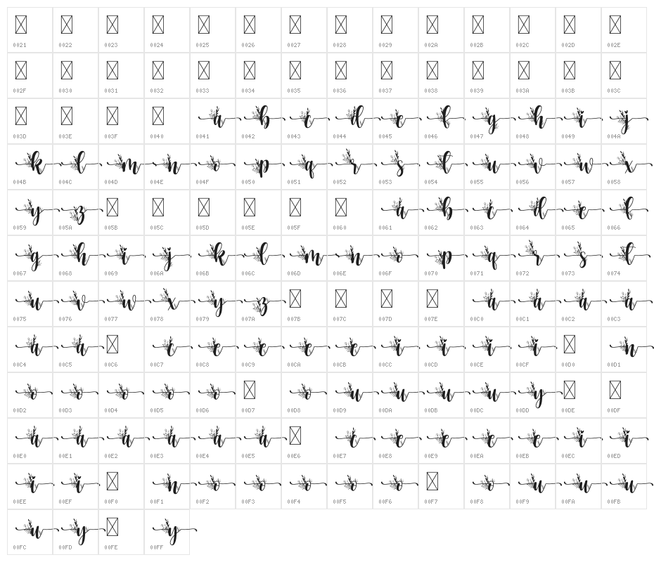 Flower  Monogram Character Map