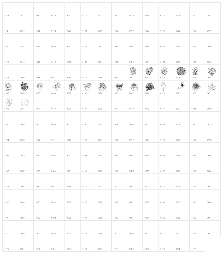 Flower Shower Character Map