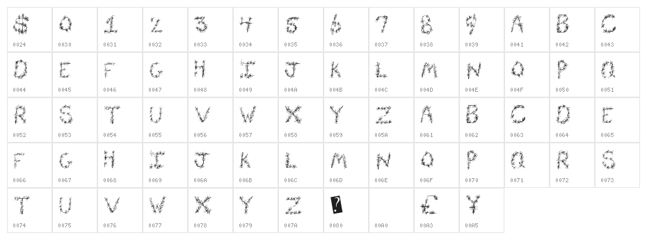 FlowerHeader Character Map