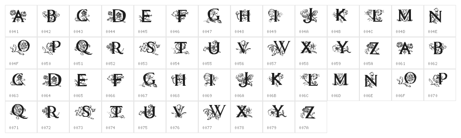 Flowers Initials Character Map