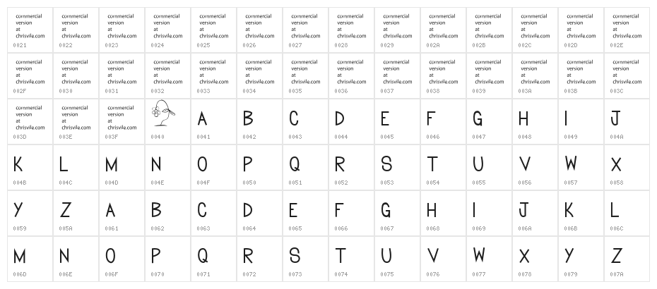 Flowersforyou Character Map