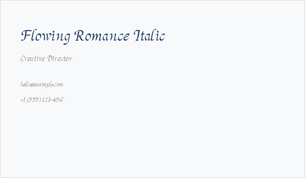 Flowing Romance Italic Business Card