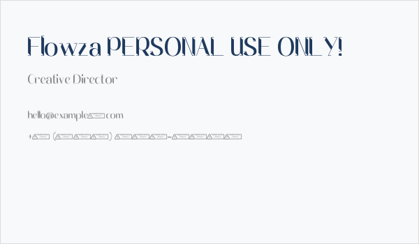 Flowza PERSONAL USE ONLY! Business Card