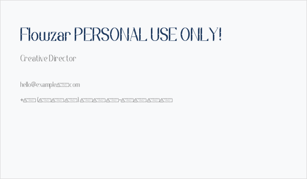 Flowzar PERSONAL USE ONLY! Business Card