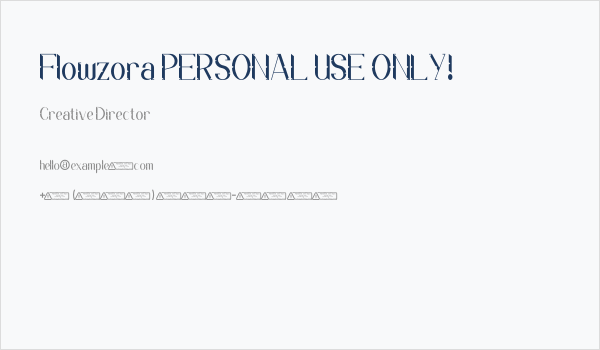 Flowzora PERSONAL USE ONLY! Business Card