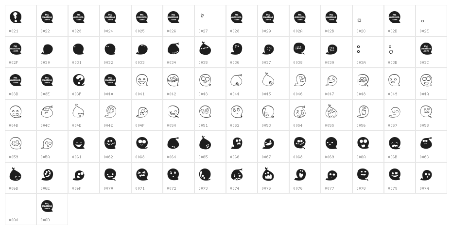 Fluffy Ghost Ding Character Map