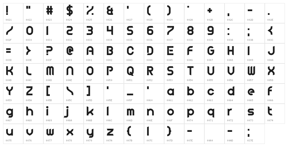 Fluid Lighter Character Map