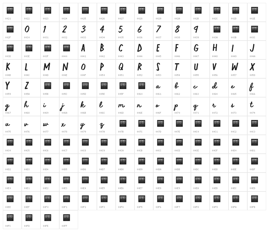 Fluid Motion Character Map