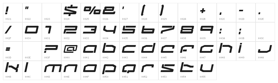 Fluster-Italic Character Map