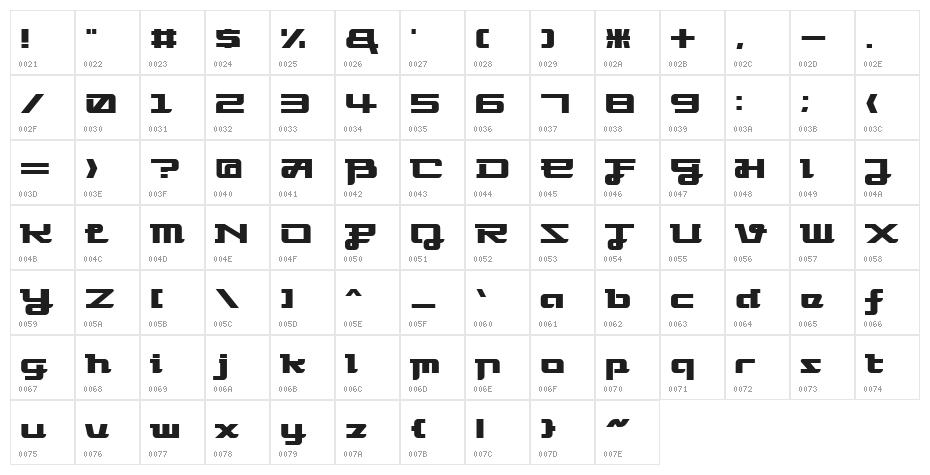 Flyermix Character Map