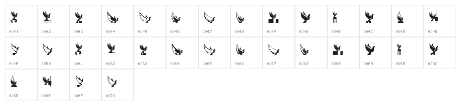 Flying Birds Regular Character Map