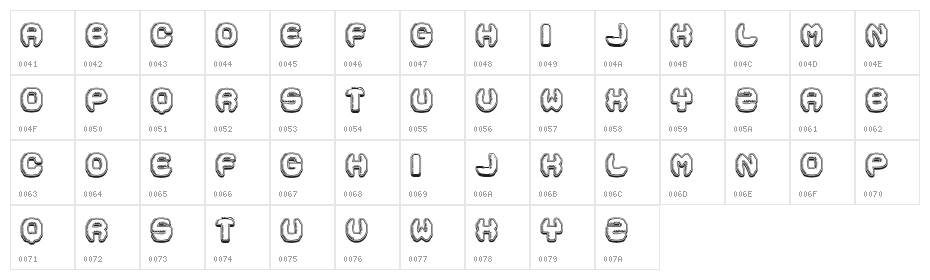 Flying Saucer Regular Character Map