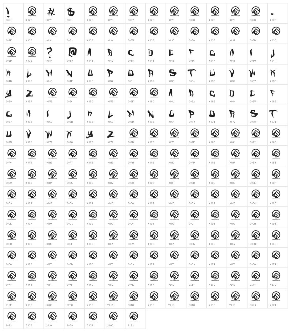 FMCreepMode Character Map