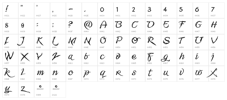 Fmiring Campotype One Character Map