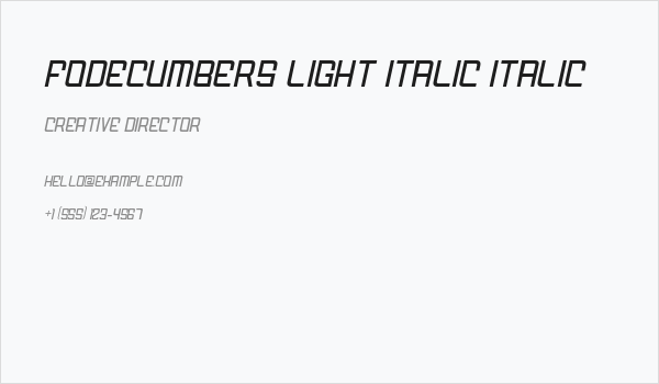 FODECUMBERS LIGHT ITALIC Italic Business Card