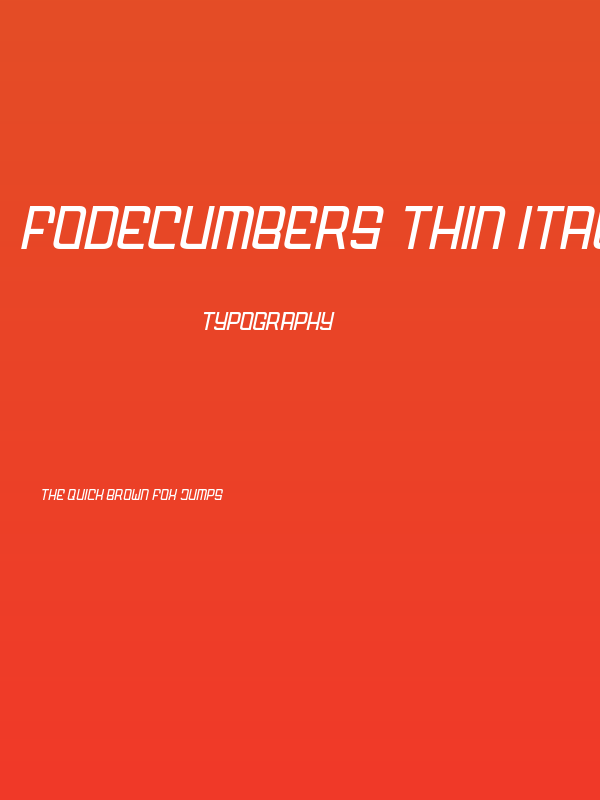FODECUMBERS THIN ITALIC Italic Poster