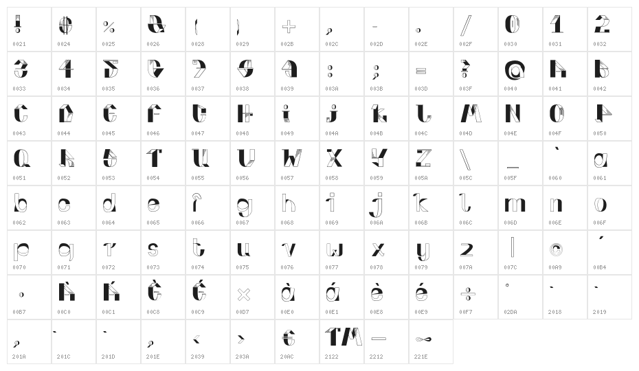 FOLDUP-v3 Character Map