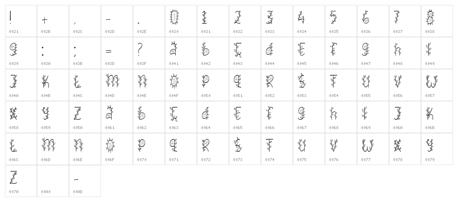 FOLIAGE Character Map