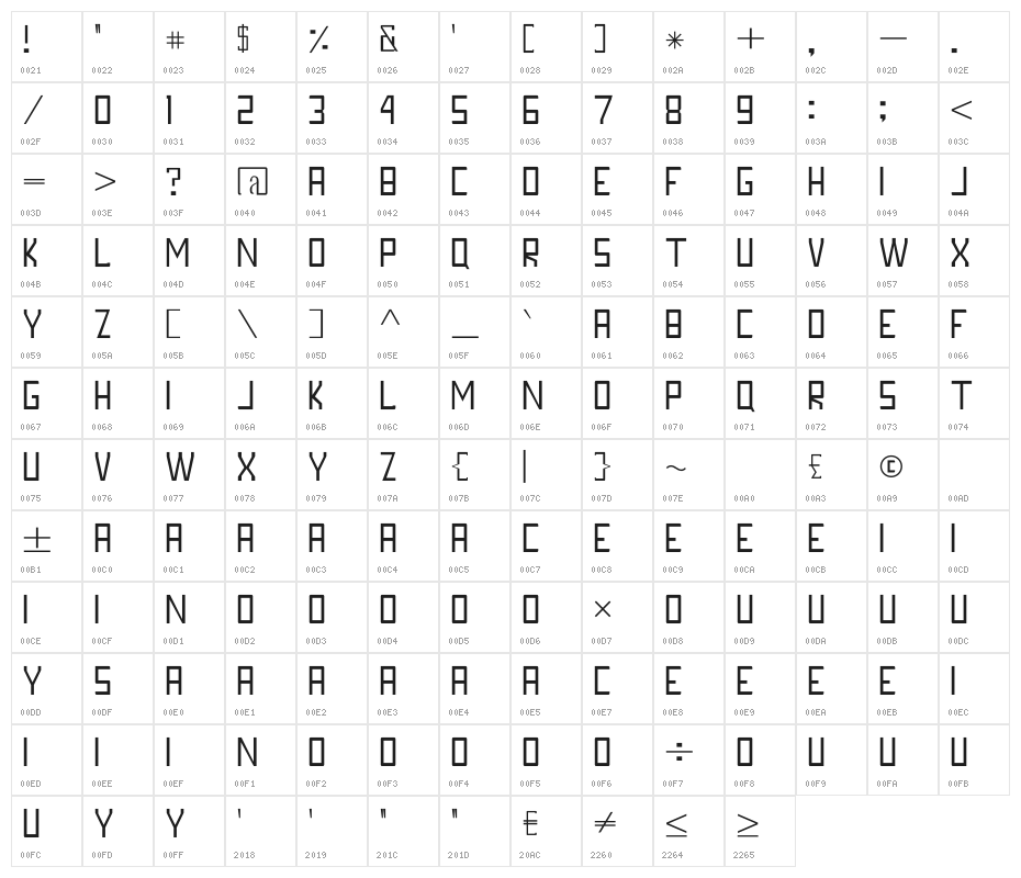 FORNEVER Light Character Map
