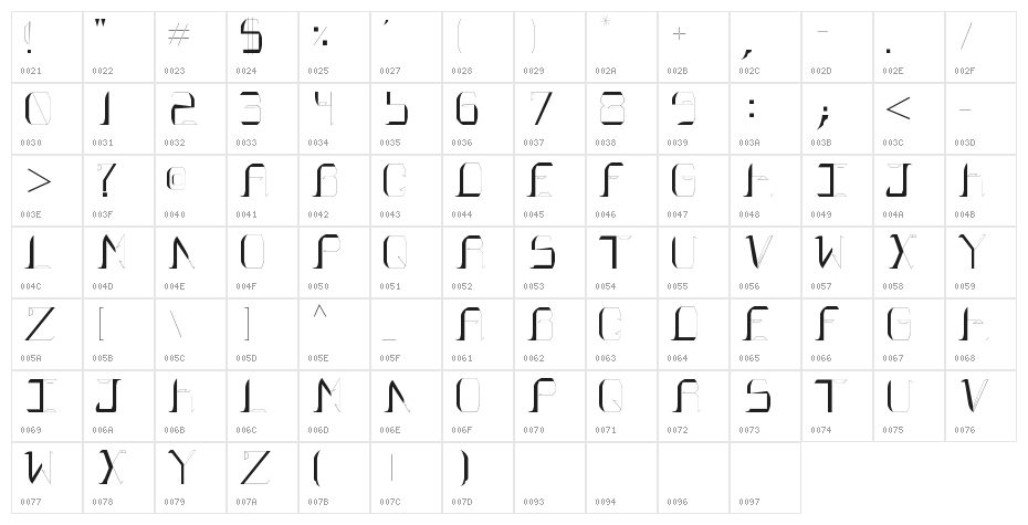 FOSSILIZED Character Map