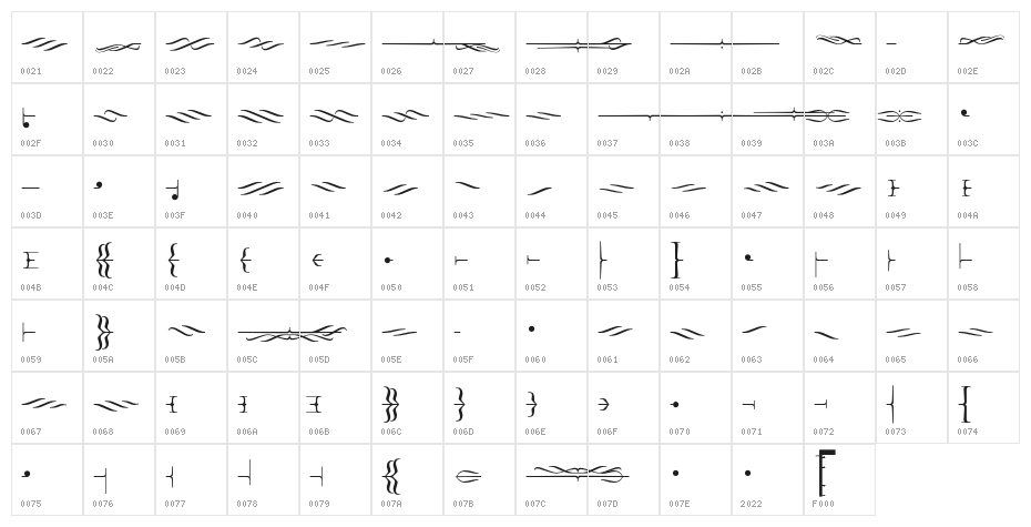 Foglihten DecoH02 Character Map
