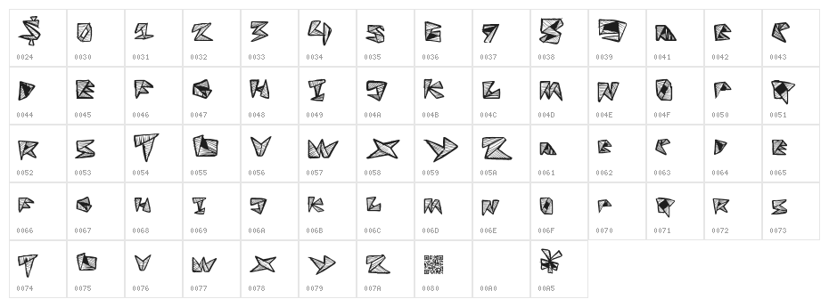FoldLine Character Map