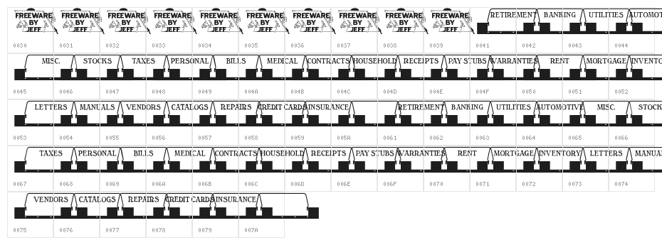 Folder Tabs JL Character Map