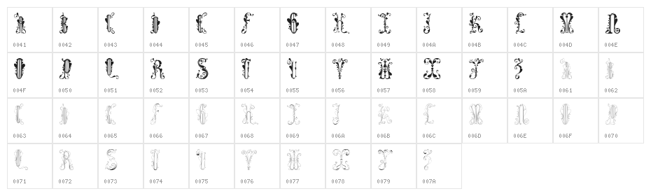 Folhas Caps Character Map