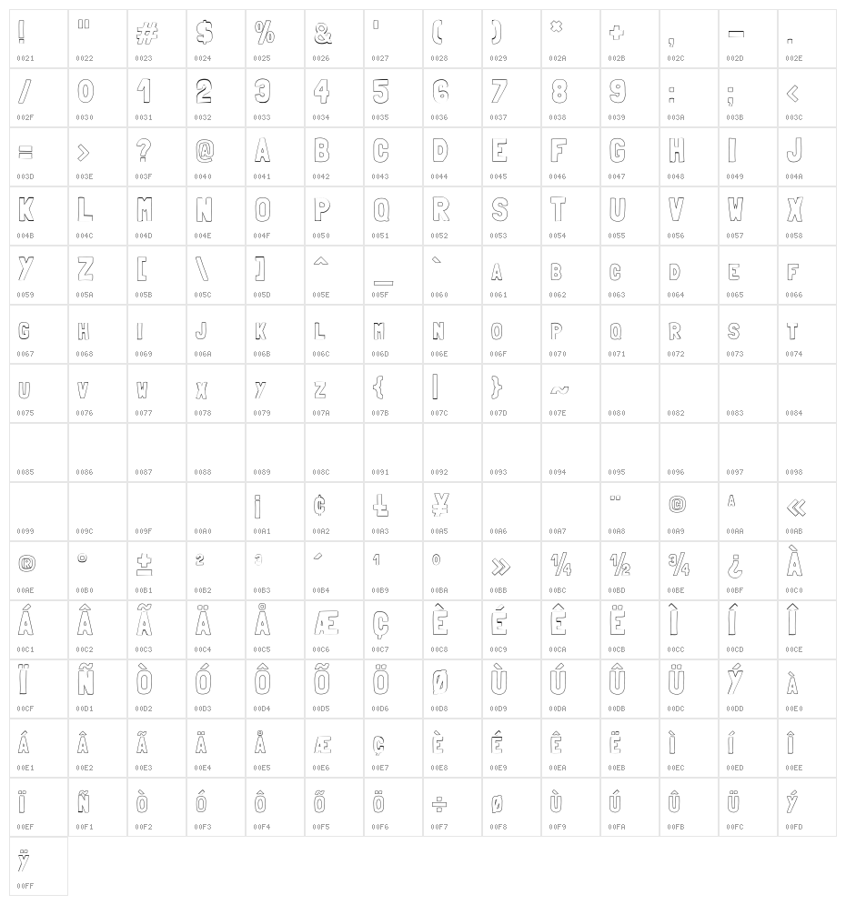 Folk outline Character Map
