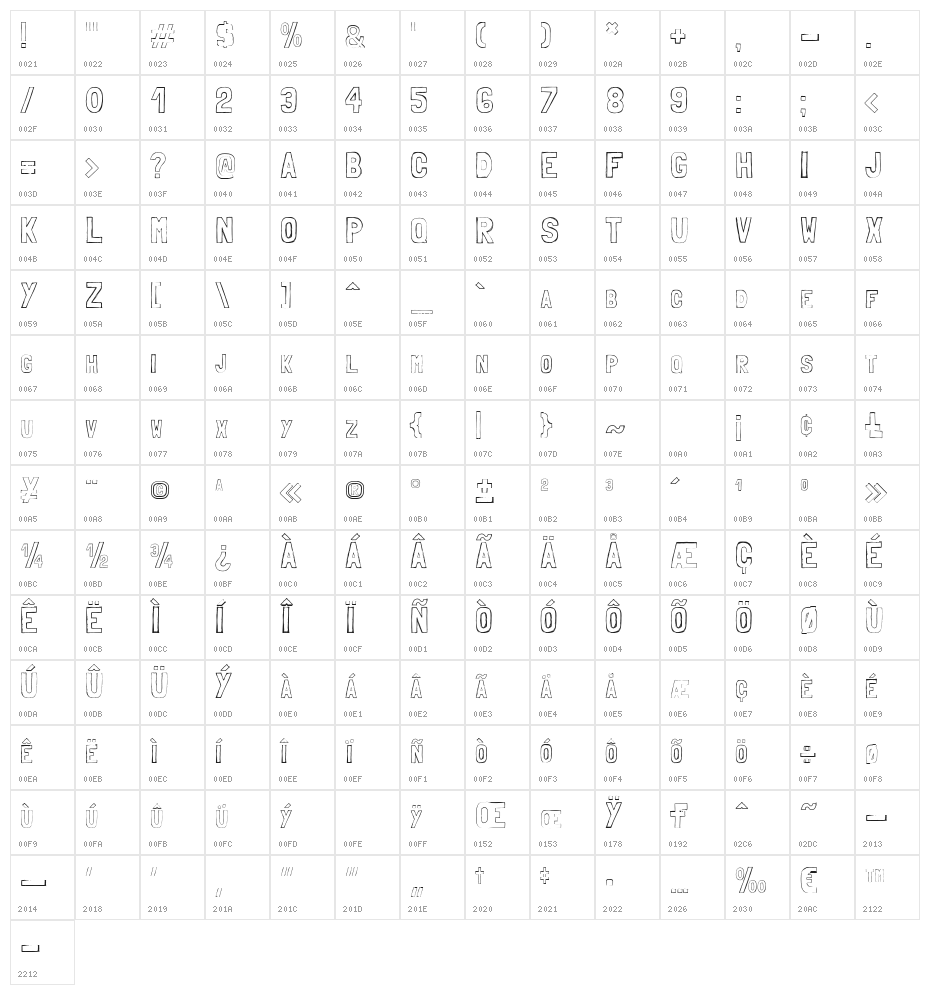 Folk sketches Character Map