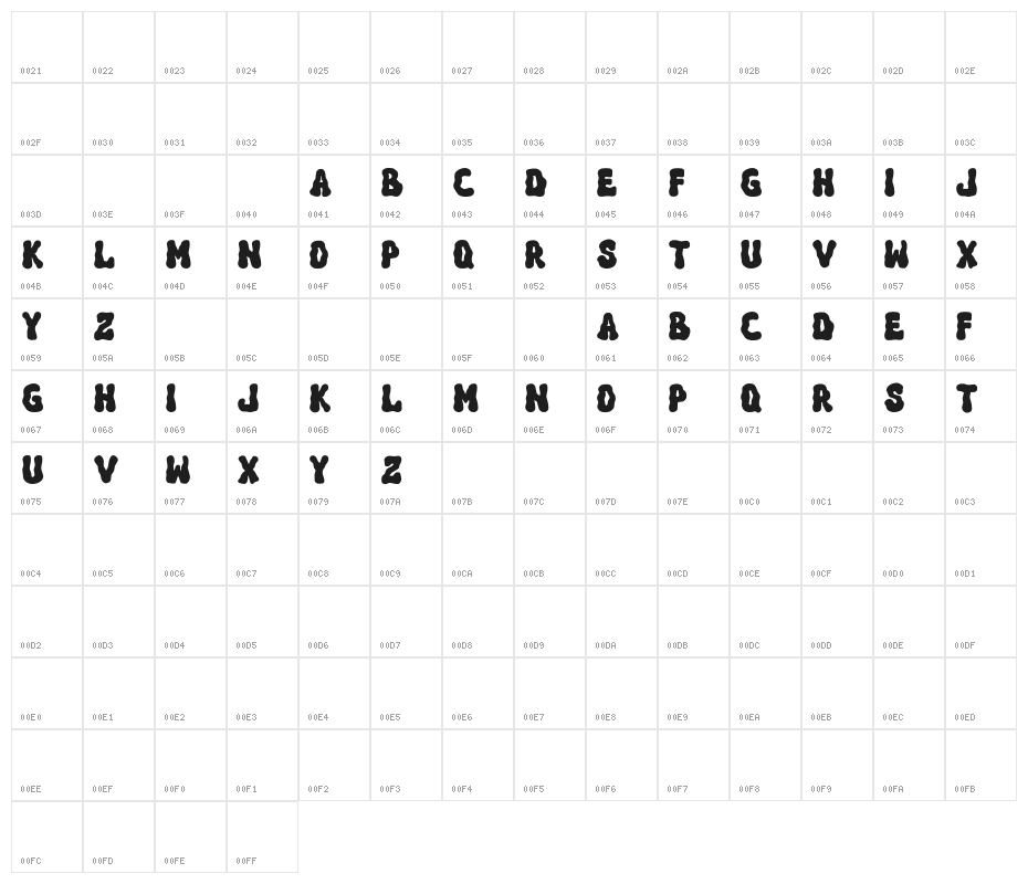 FolkloreDEMO-Regular Character Map