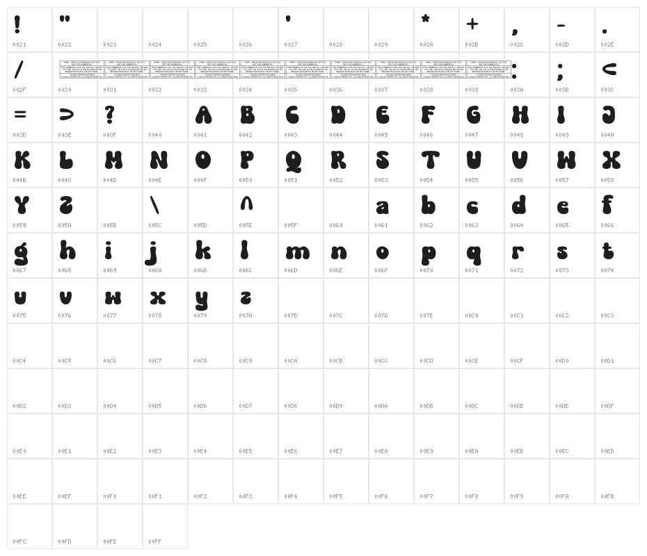 Folks Dreaming Regular Character Map