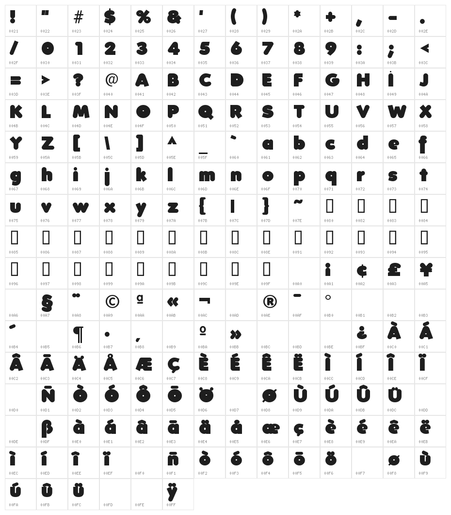 FolksXX Heavy Character Map