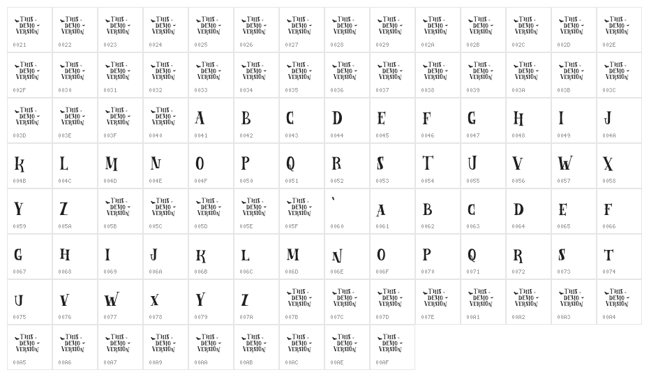 Follower Spooky Font Regular Demo Version Character Map