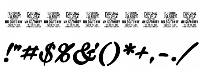 Fondy Script PERSONAL USE ONLY Font OTHER CHARS