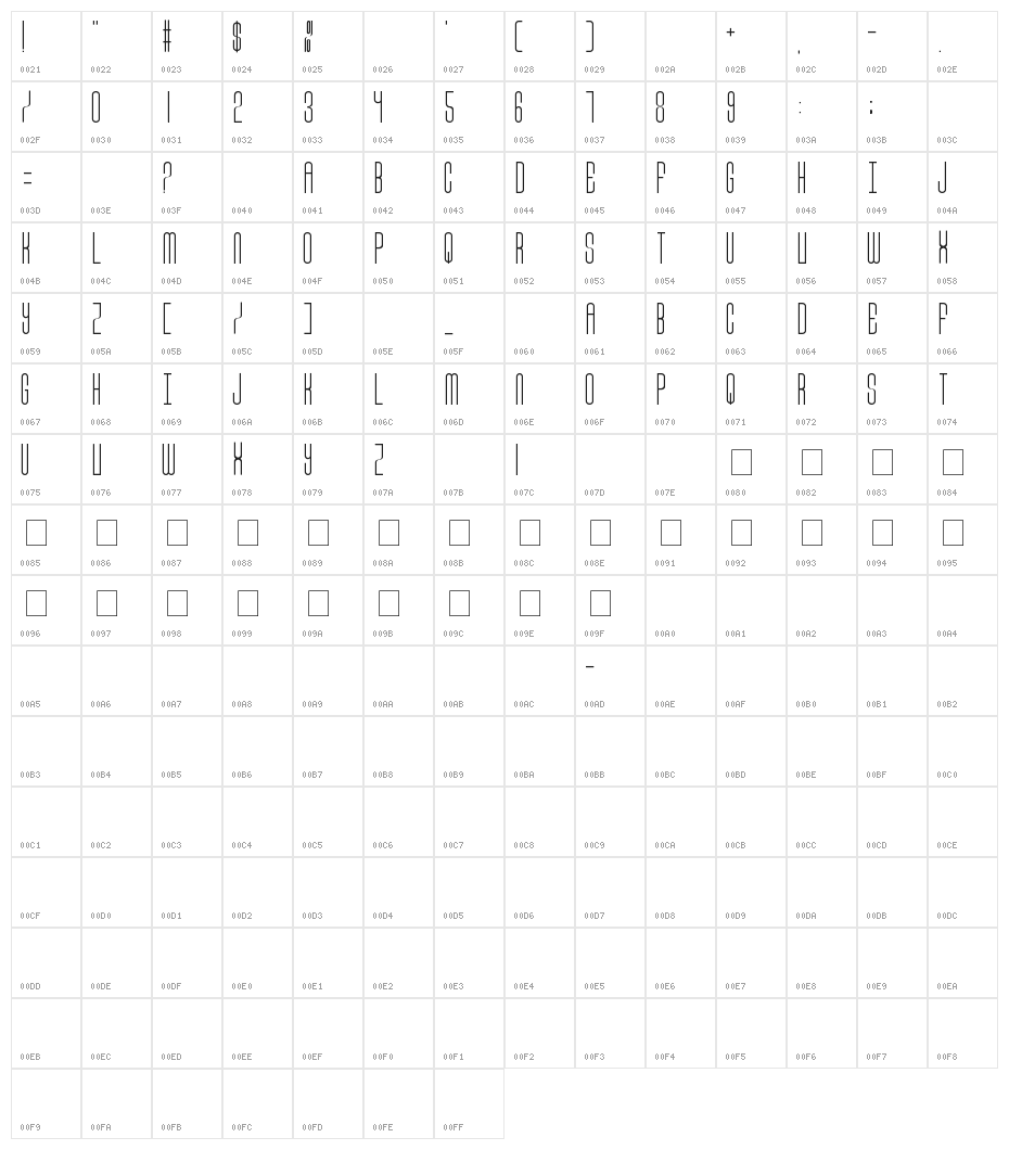 Font 33 Character Map