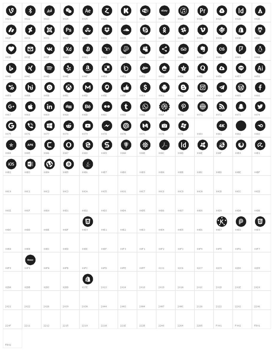 Font Color 2019 Character Map