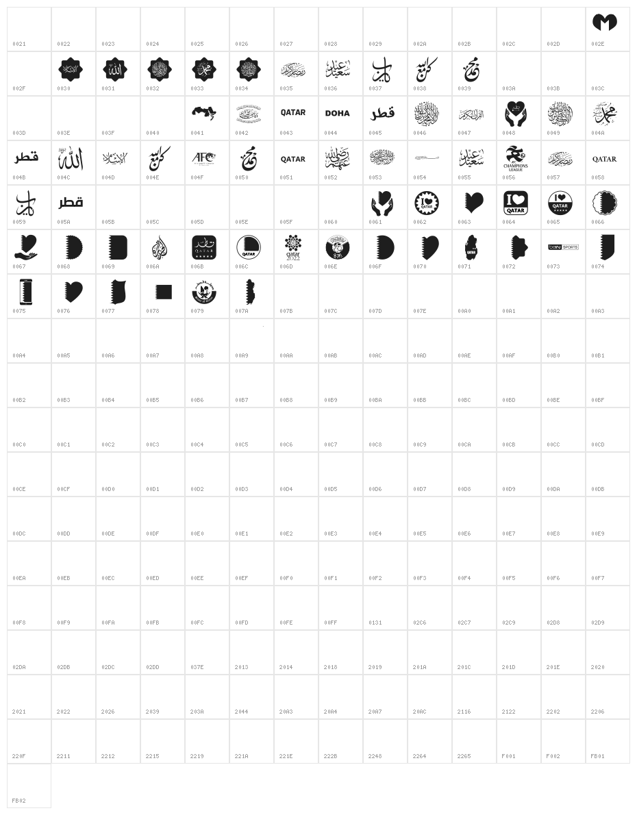 Font Color Qatar Character Map
