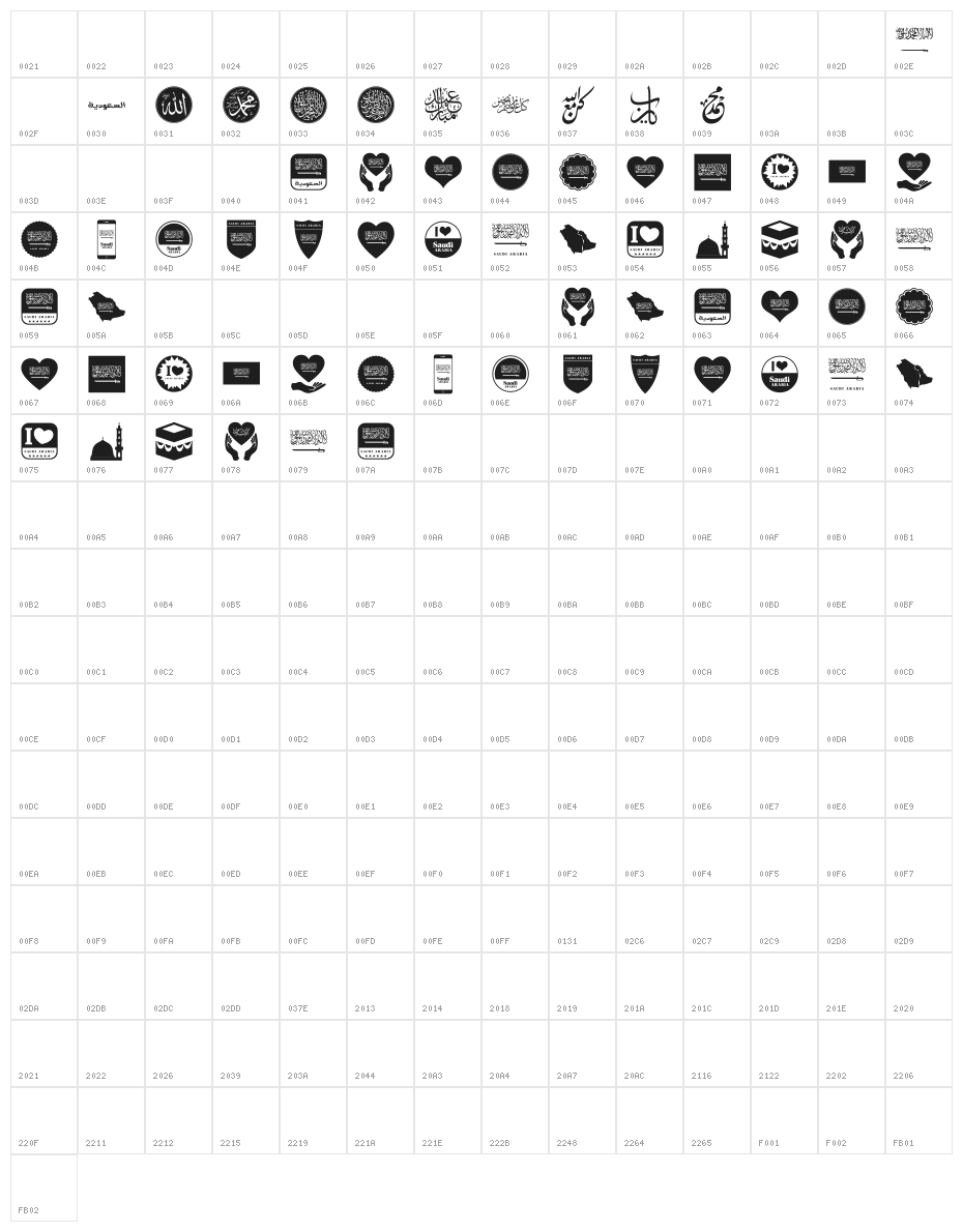 Font Color Saudi Arabia Character Map