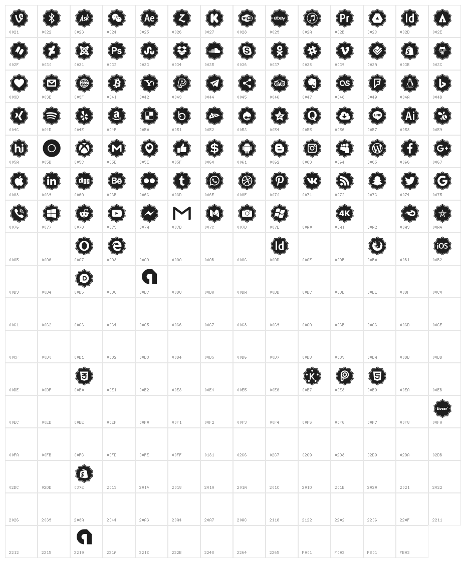 Font Color Character Map